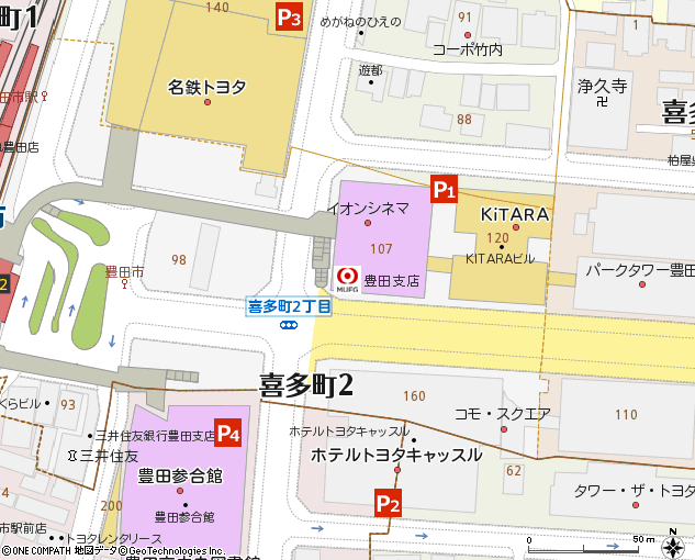 豊田支店付近の地図